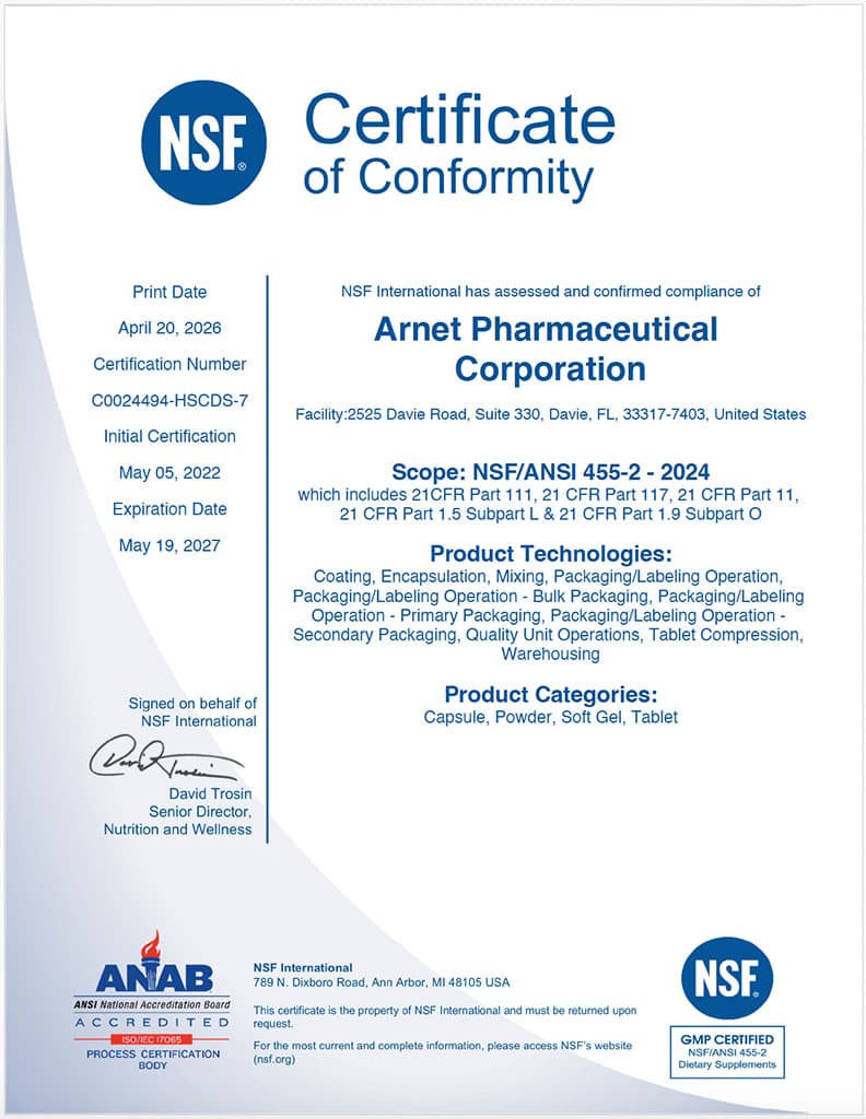 Certificate of Conformity 2024